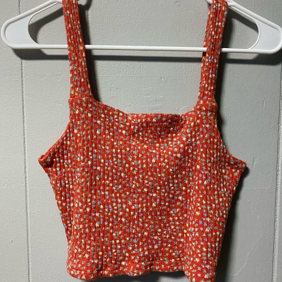 American Eagle Floral Ribbed Tank - Picture 1 of 3
